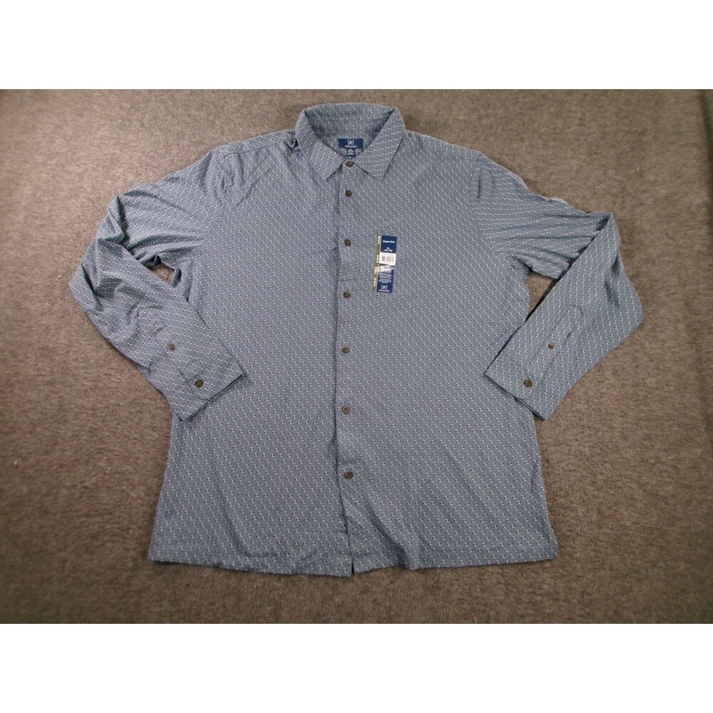 George Shirt Men Extra Large Blue Super Soft Knit Stretch Casual Preppy Office